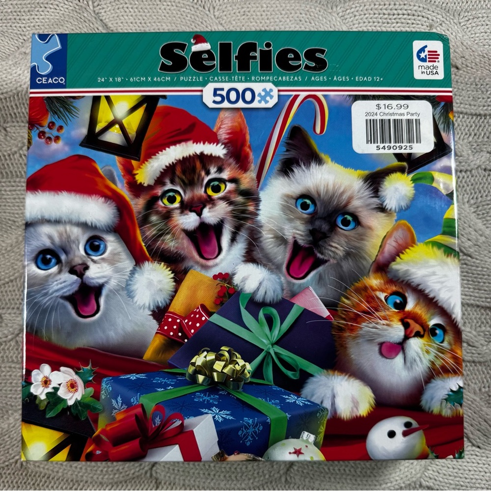 NIB Ceaco Selfies Christmas Cat Puzzle #1079